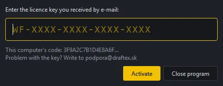 Licence activation window