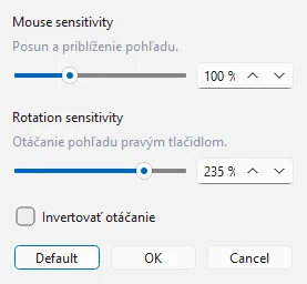 Controls settings window