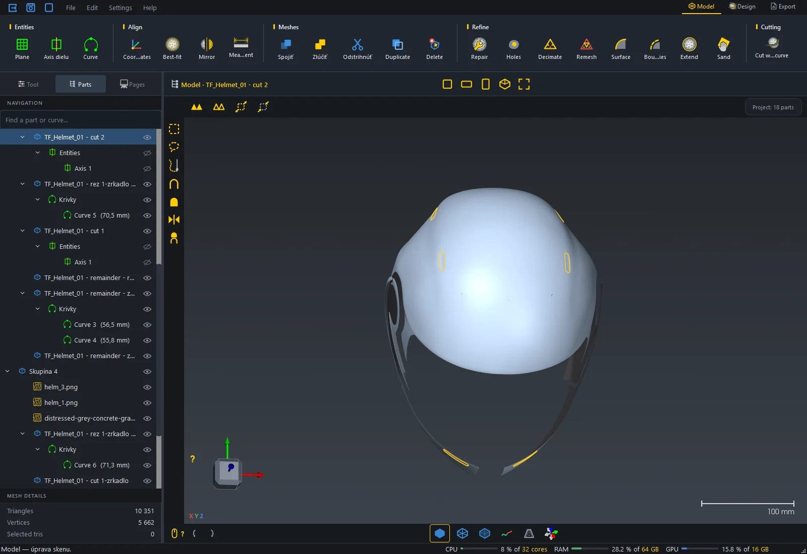 Helmet in the Model station