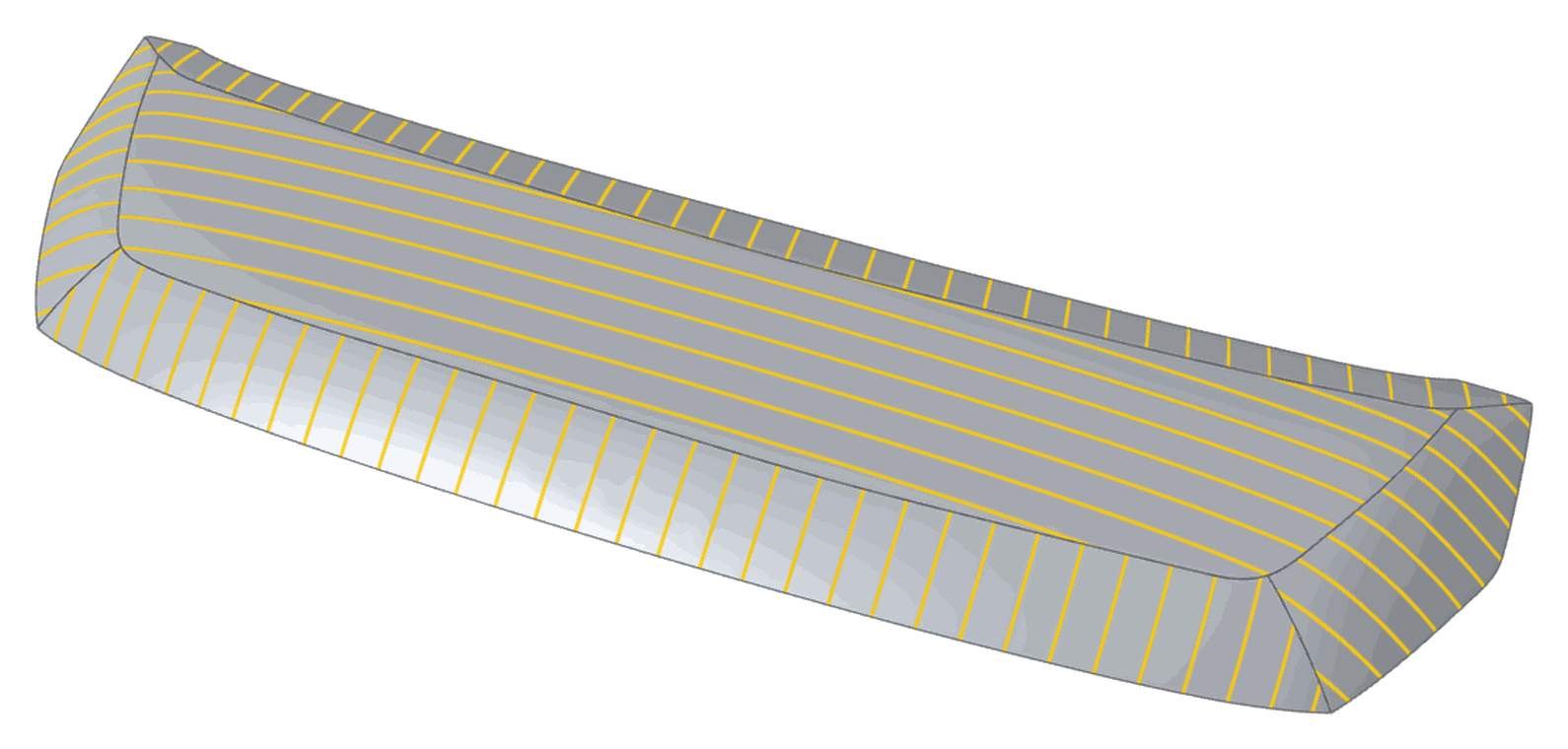 Diely späť na 3D modeli s čiarami smeru vlákna