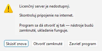 Hlásenie o nedostupnom licenčnom serveri