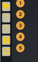 Nástroje uzlov v ľavej lište stanice Dizajn